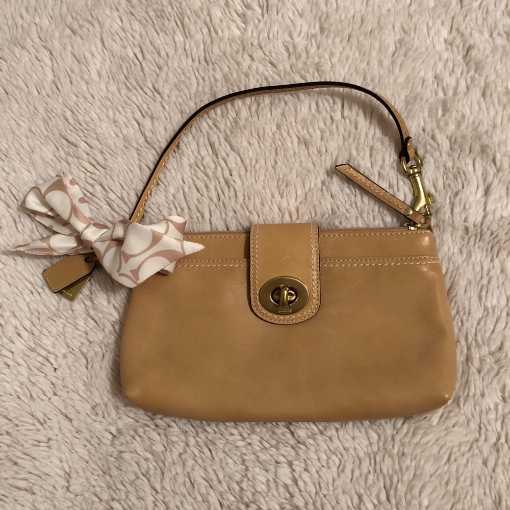 Coach Tan Leather Wristlet